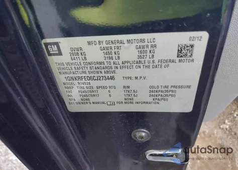 2012 Chevrolet Traverse Ls from USA, damaged, VIN 1GNKRFED6CJ273446